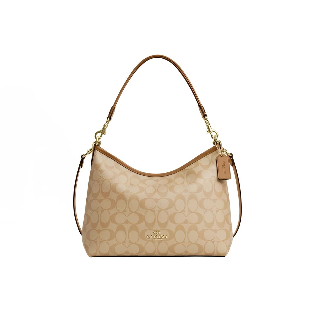 缺吊牌 COACH蔻驰 Laurel 31 奶茶色 大号流浪包 31*23*11CM