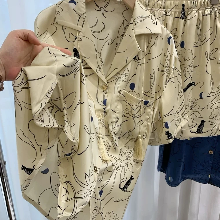 【沙丘金】-短袖短裤-新款潮牌夏季可外时尚轻奢男女情侣居家服睡衣
