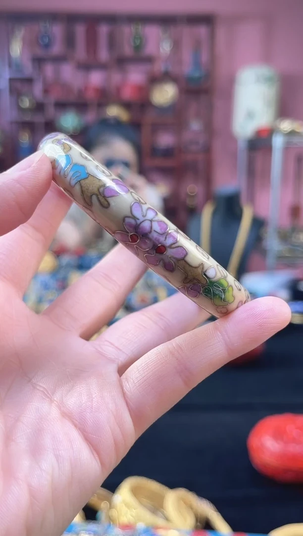 非遗 景泰蓝棍镯 60/宽版 米色