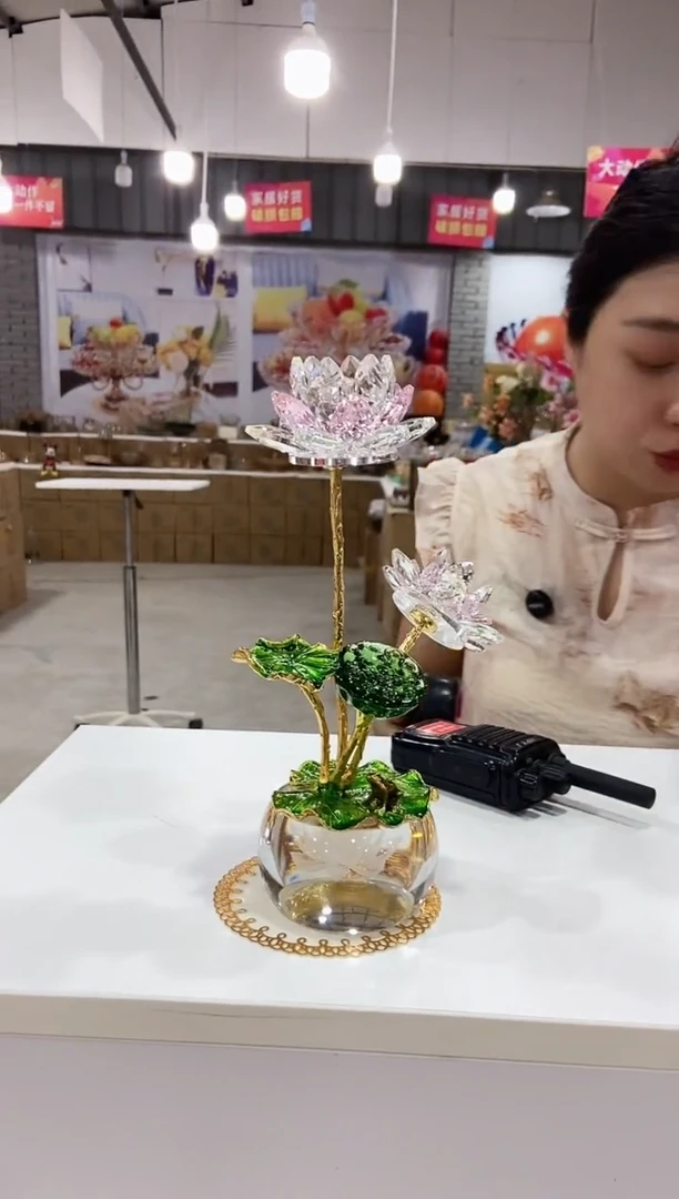 K9水晶荷塘月色荷花摆件