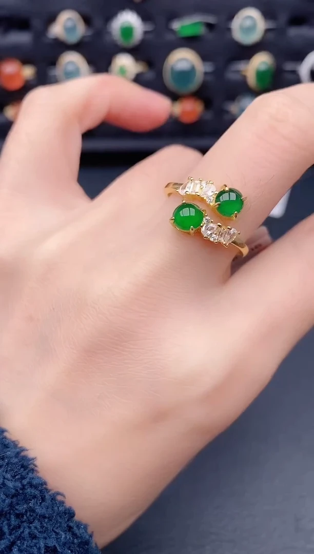 银S925镶嵌戒指翡翠天然a货翡翠426