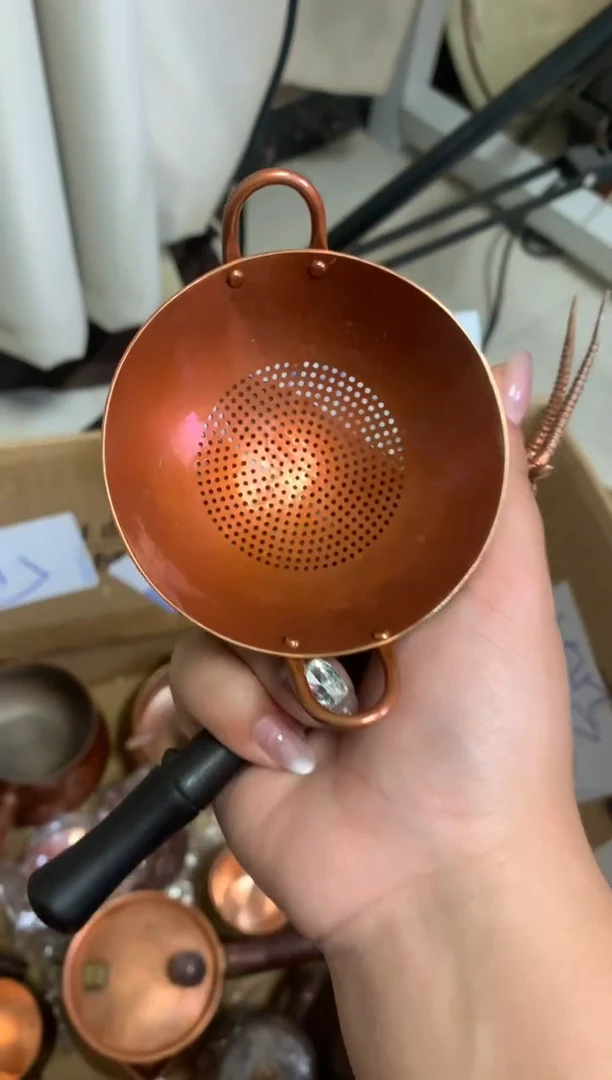 紫铜烤色小锅茶漏
