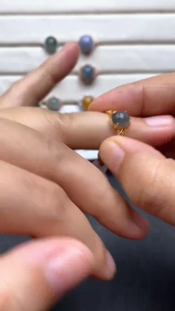 银S925镶嵌戒指翡翠天然A货翡翠