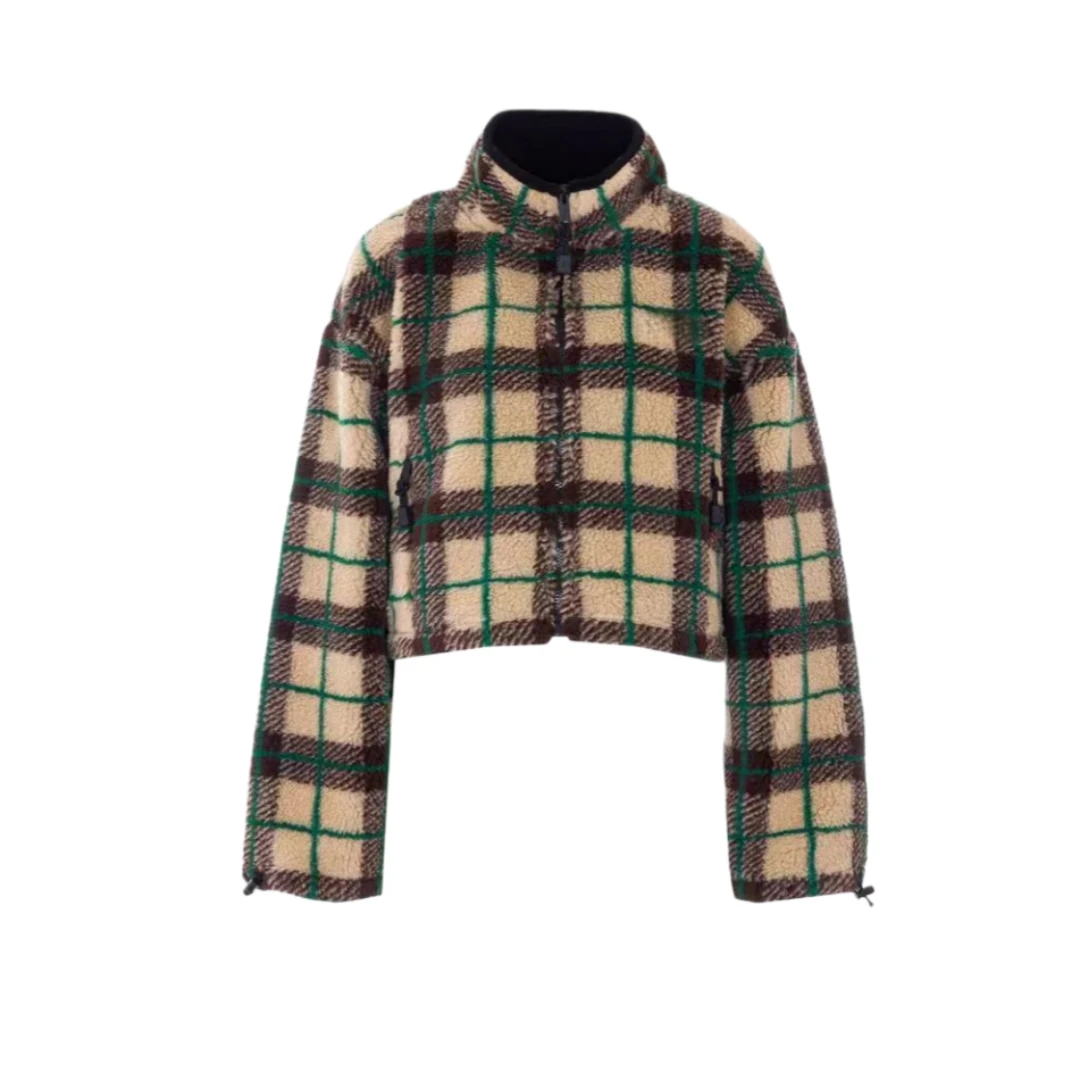 【彭彭甄选】爆款格纹撞色混纺外套A329