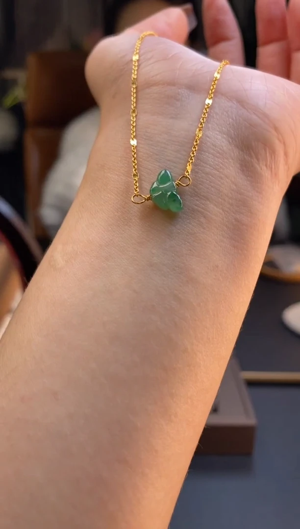 颈饰银S925镶嵌翡翠净货441