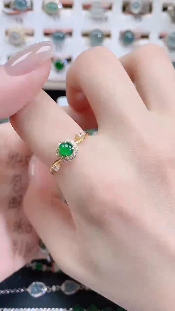 银S925镶嵌戒指翡翠天然翡翠