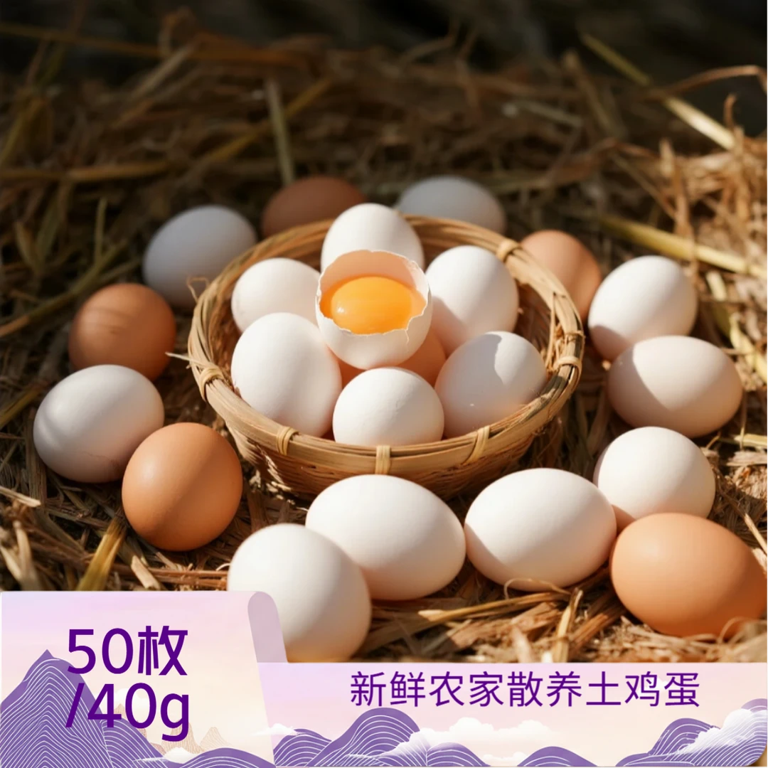 【新品50枚】40g鲜鸡蛋山林散养土鸡蛋50枚鸡蛋