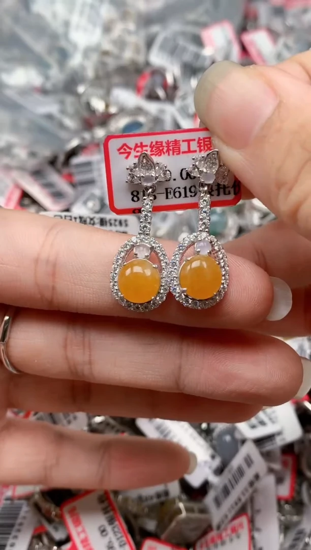 银S925镶嵌戒指翡翠天然A货缅甸翡翠