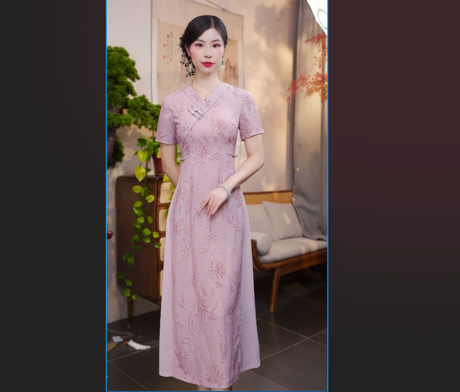 粉蜜 2025清凉改良旗袍气质日常优雅修身显瘦中国风旗袍夏季复古