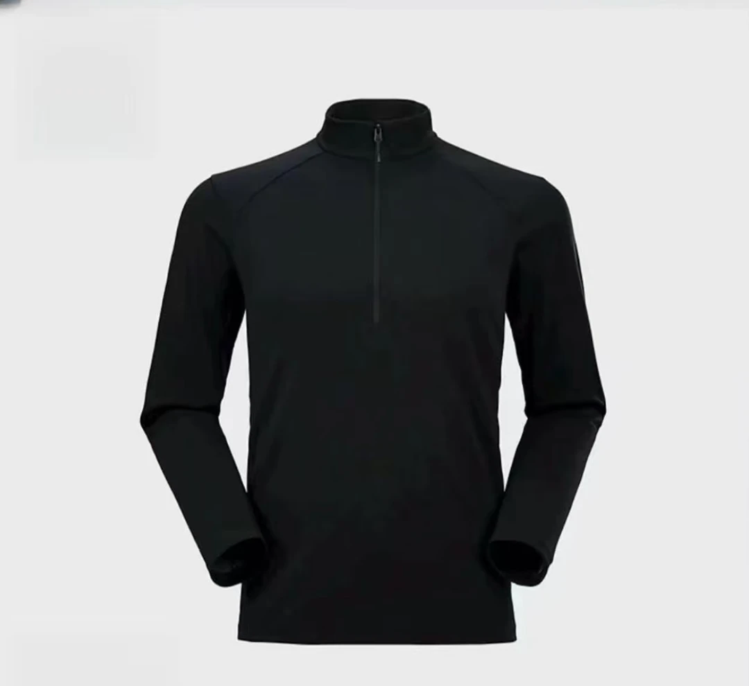 半拉链户外运动休闲透气T恤-2