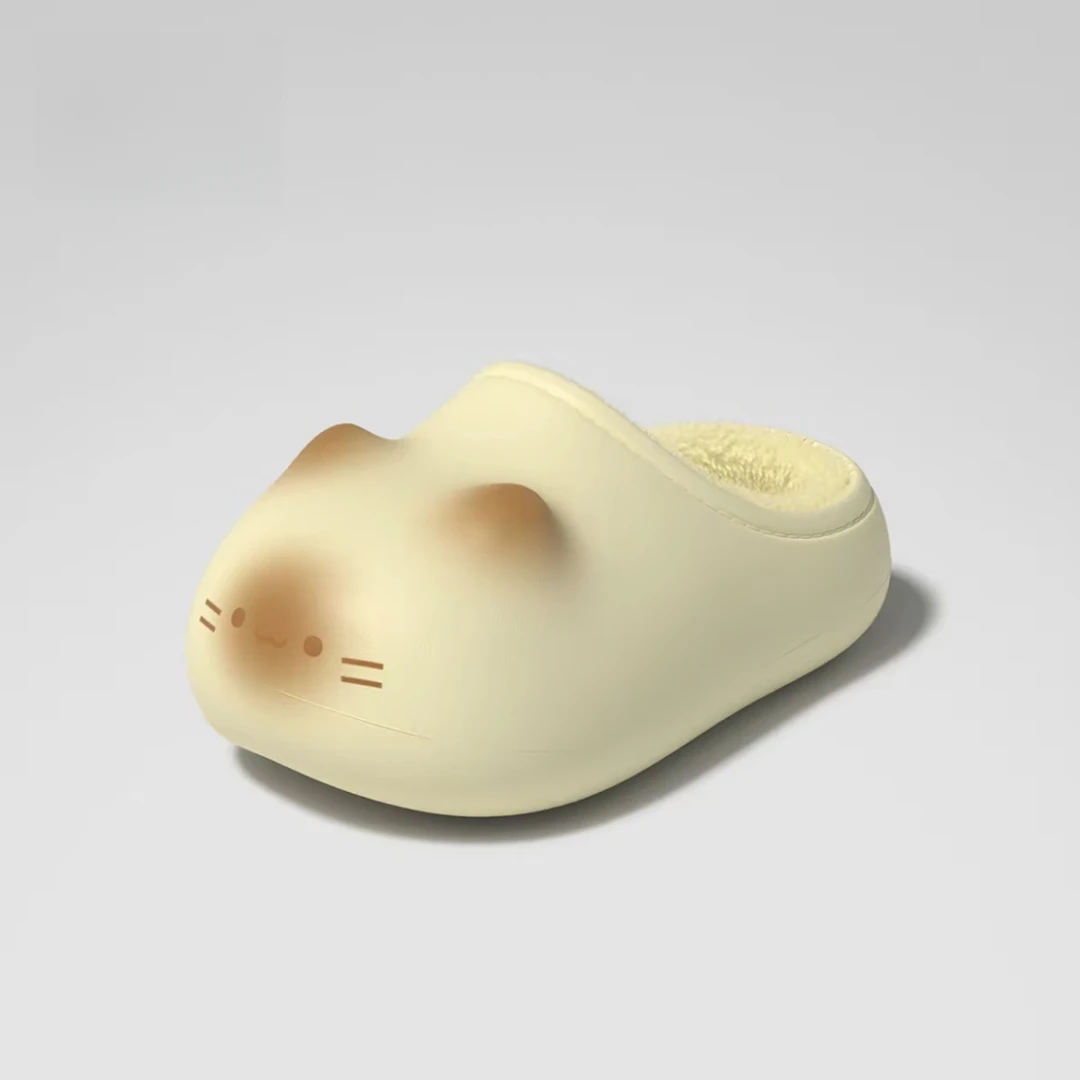 焦糖小猫爪棉拖女冬居家外穿防水防滑可爱咪卡通月子鞋保暖毛绒鞋