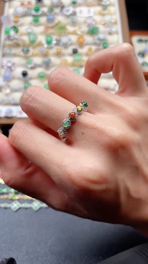 银S925镶嵌戒指翡翠25