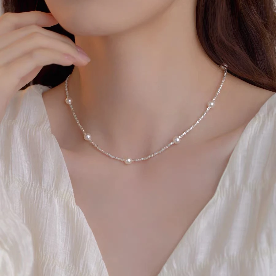 链子925银 Ben.S本饰 设计款【星芒】满天星施家珠项链气质A290