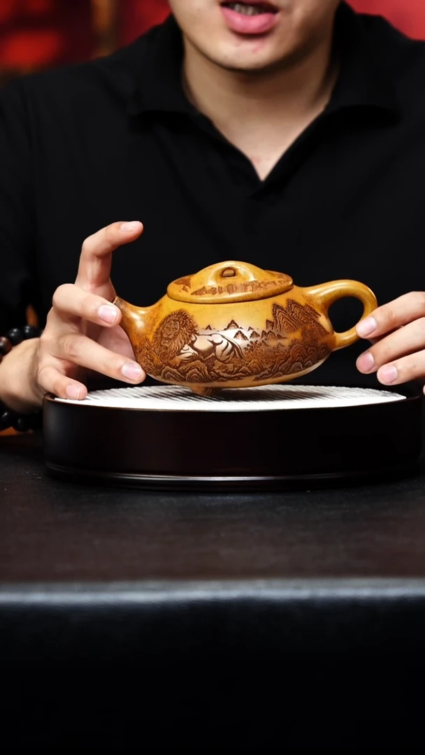 茶壶紫砂宜兴紫砂 景舟石瓢 黄金段 h348