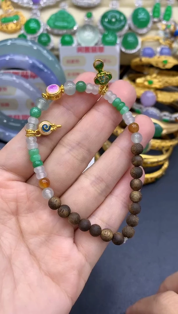 足金镶嵌手链翡翠246-中国好珍宝