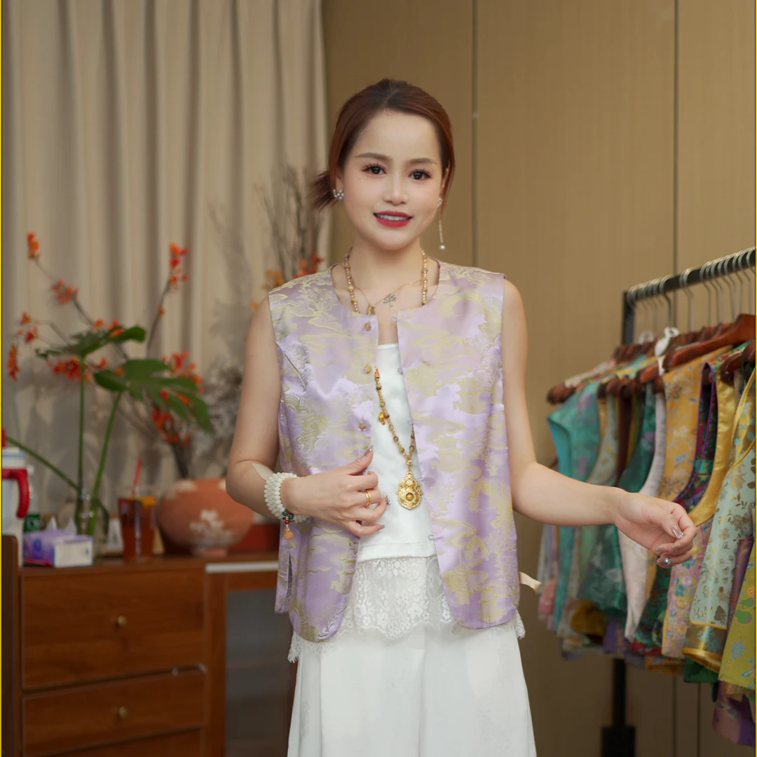 CHUNTIAN/椿锦【颂时】新中式宋锦提花双面双穿时尚马甲