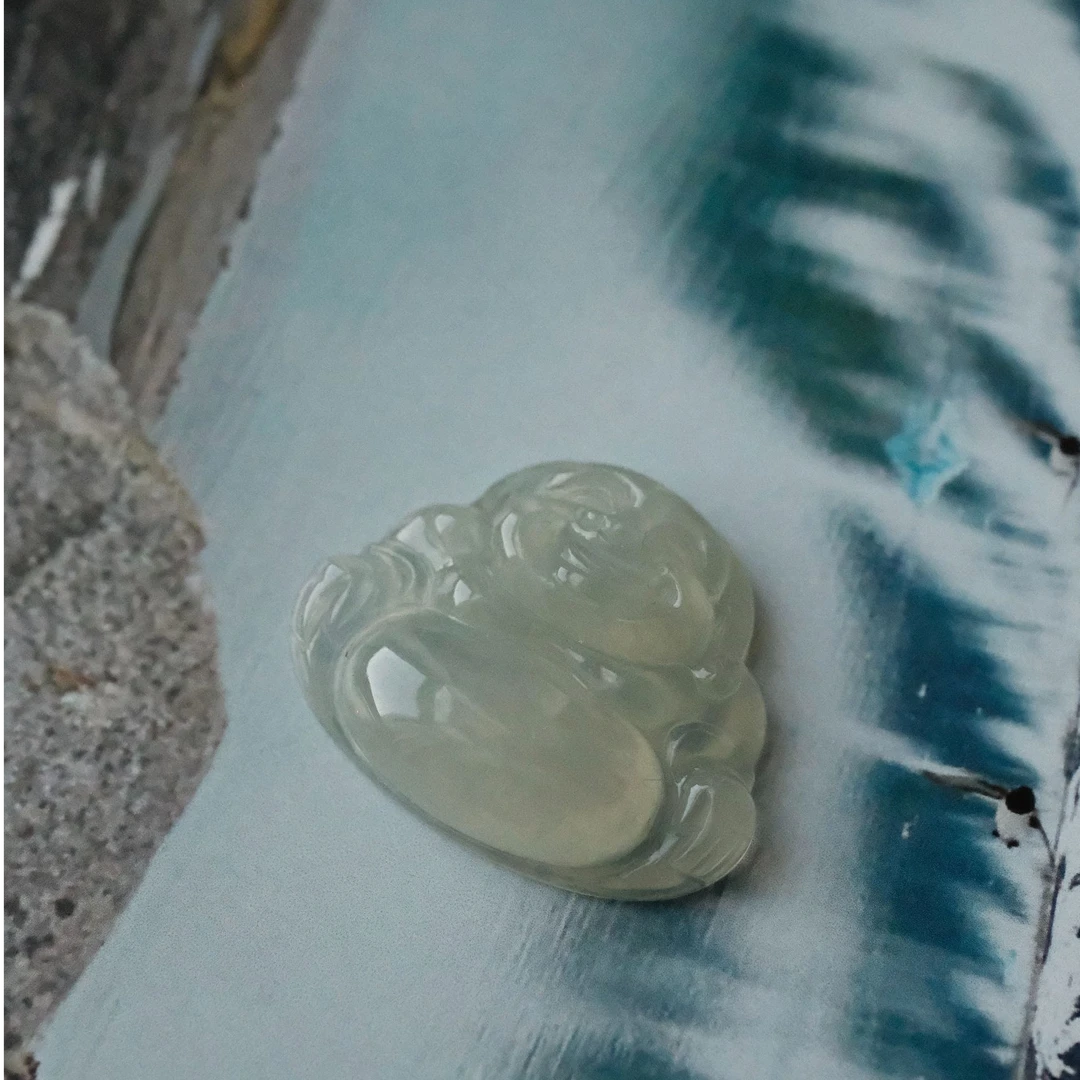 天然缅甸A货翡翠冰种小佛公吊坠