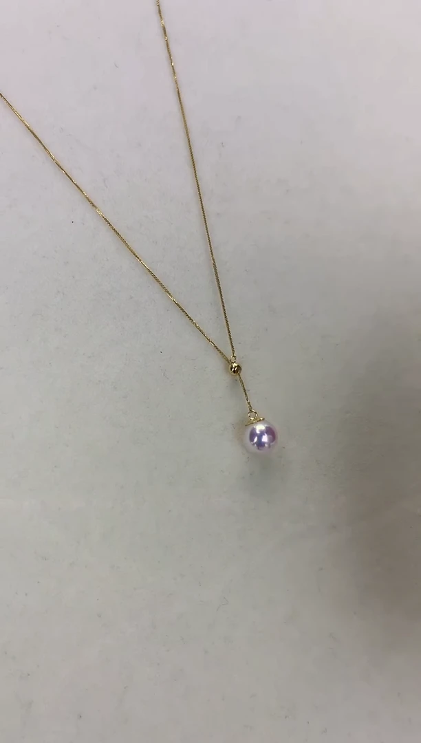 18K金镶嵌DA海水珍珠 GD107 7-7.5 天女Y链