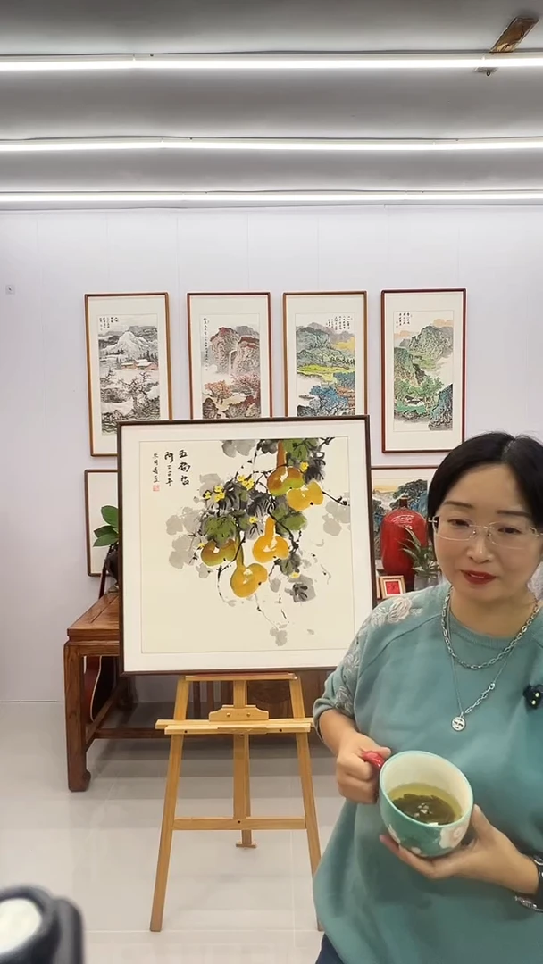 国画新品 80*80 五福图 葫芦