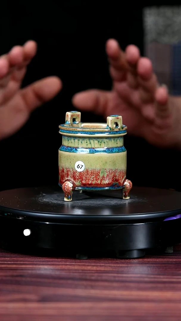 67#盼龙窑一级品原矿钧瓷马蹄圆炉