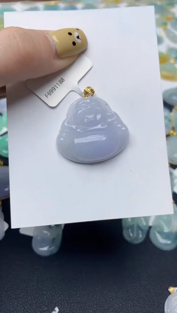 翡翠18K金镶嵌颈饰天然翡翠A货
