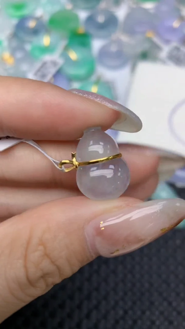 颈饰18K金镶嵌翡翠天然缅甸翡翠a货百元以上9元证书费自理