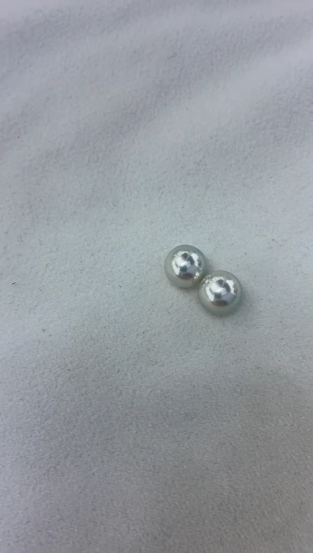 18K金镶嵌耳饰海水珍珠真多麻级大证9-9.5素钉