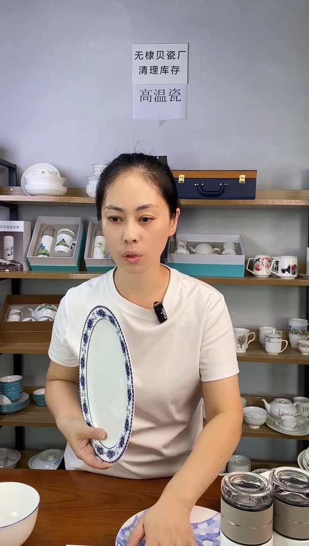 瓷12寸鱼盘蓝青花一个