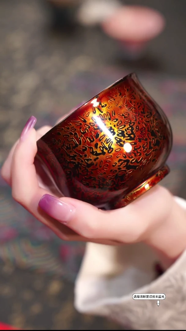 非遗漆器 棕宝砂瓷胎大肚主人杯
