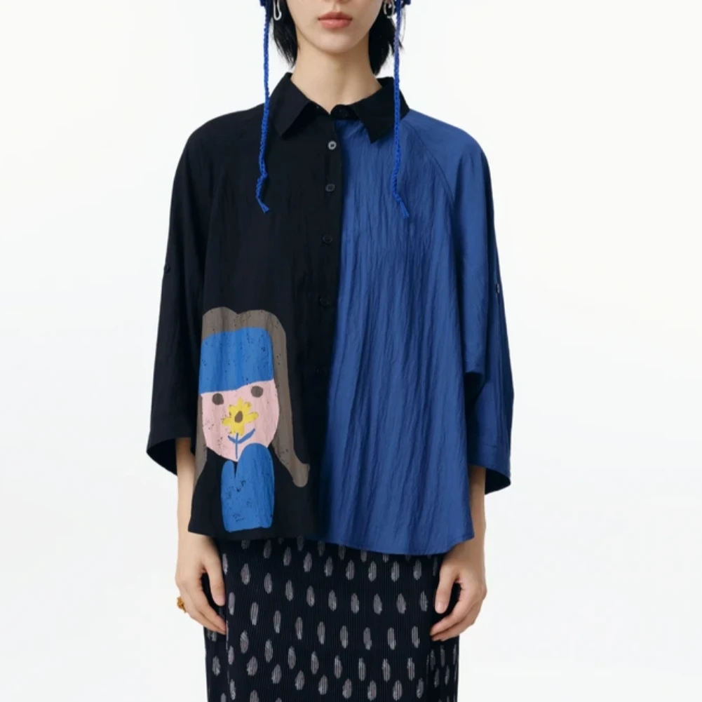 【小花香】时尚休闲宽松潮流新式设计师百搭小众上衣衬衫女Y9935