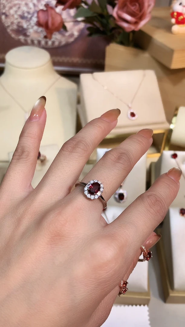 银S925镶嵌戒指石榴石石榴石