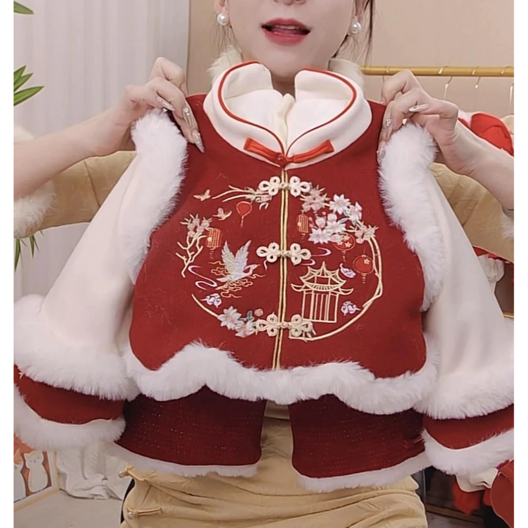 【喜上眉梢】国风刺绣仙鹤盘扣加厚套装