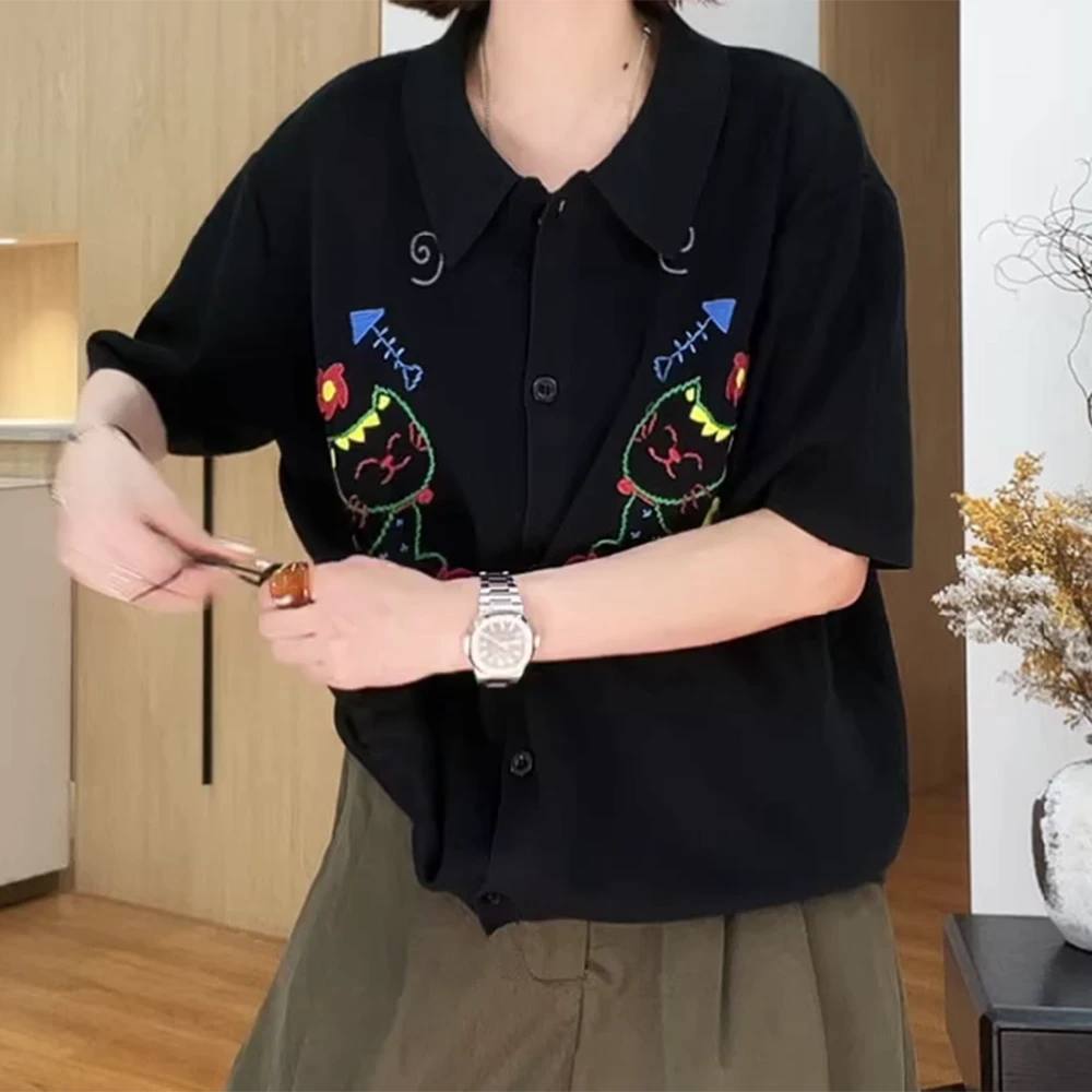 2025新款【奇思妙想】彩线小猫POLO领针织衫C5444