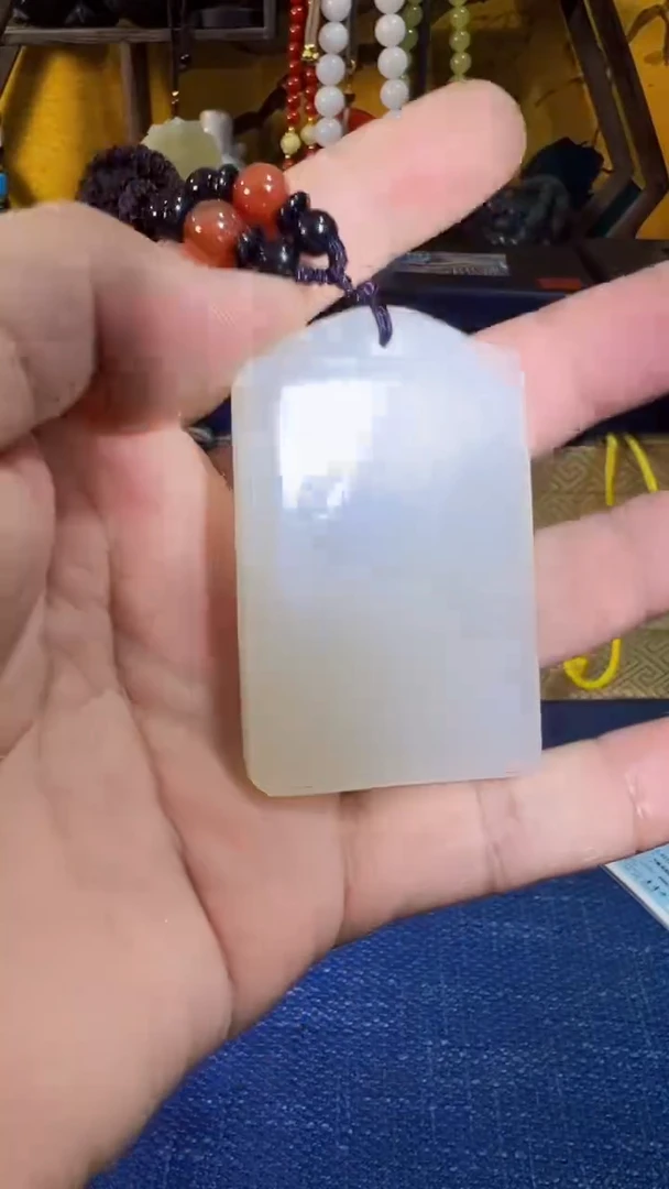 和田玉未镶嵌挂件和田 冰底无事牌68(飞铃文玩)