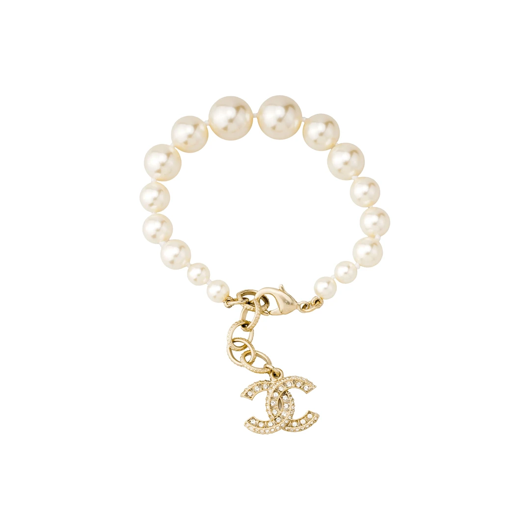 铜合金手链 CHANEL香奈儿经典双C珍珠母贝手链女款珍珠白/金色