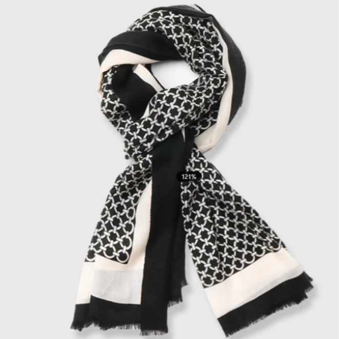 奢凌羊【环环相扣】95*200康赛妮纯山羊绒四季百搭高档披肩围巾