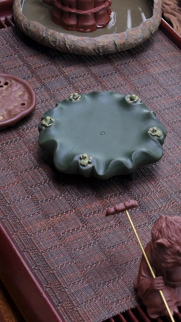 【闪购商品】紫砂壶承子夜《五蛙壶承》