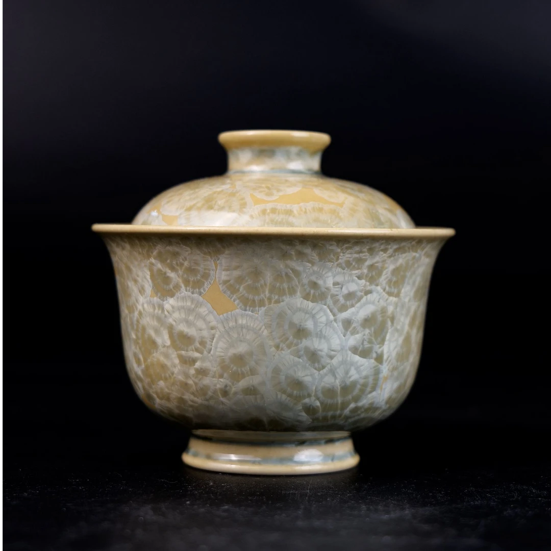 Sanmu三木《素金逸花盖碗》陶瓷复古汝窑茶具结晶釉G11