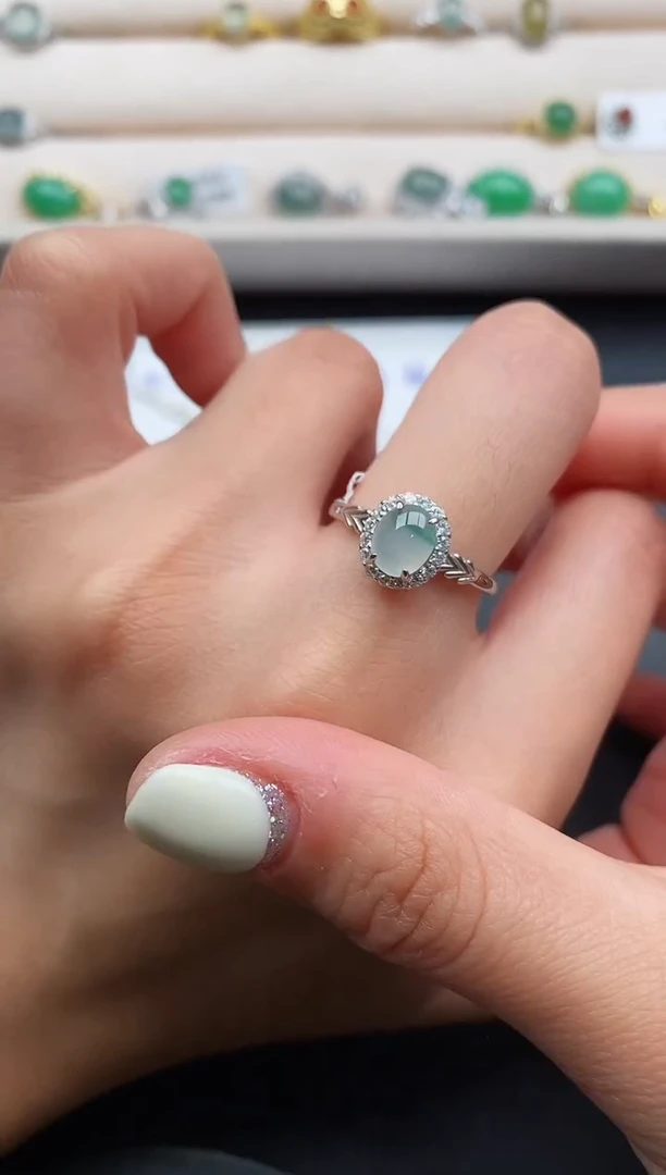 银S925镶嵌戒指翡翠666666+10