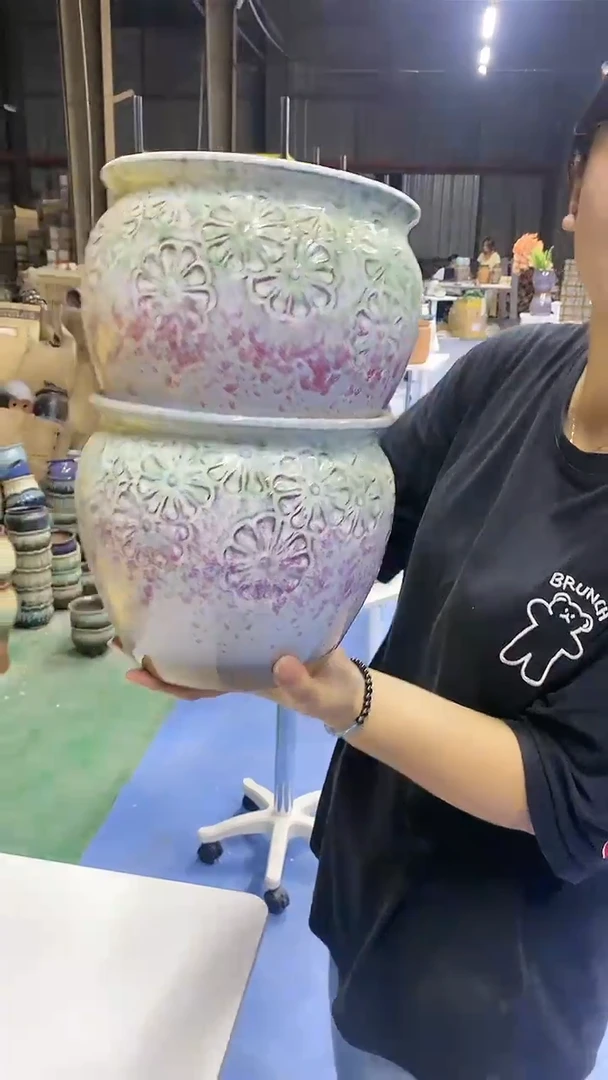 宜兴紫砂粗陶花盆20*20   46