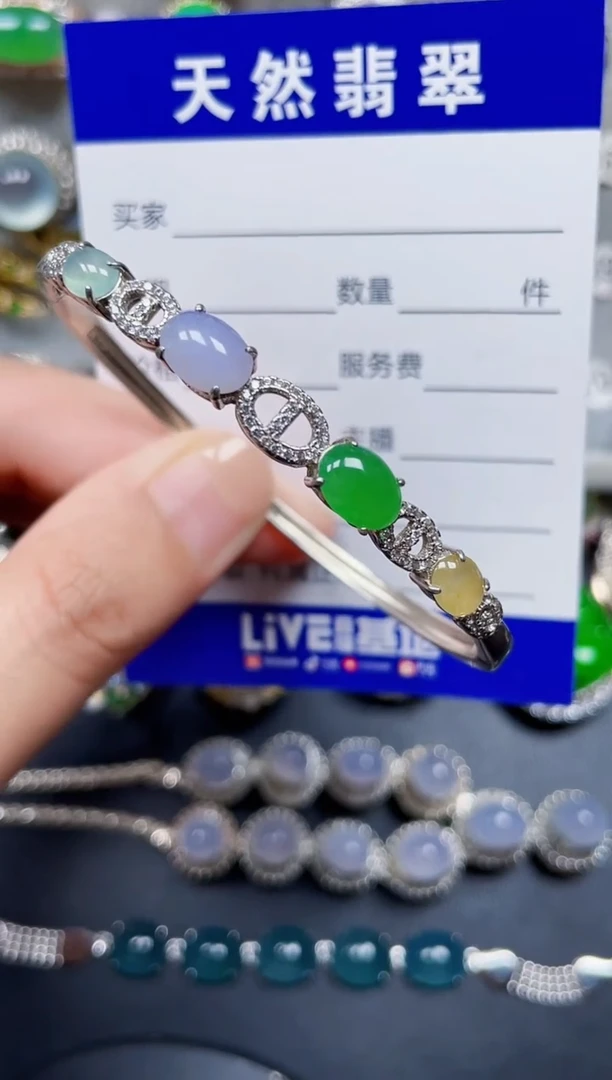银S925镶嵌手镯翡翠102