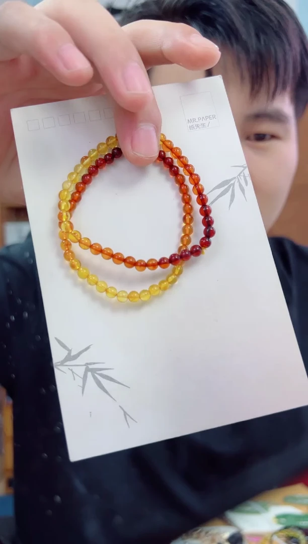 未镶嵌琥珀手串4mm天然渐变色