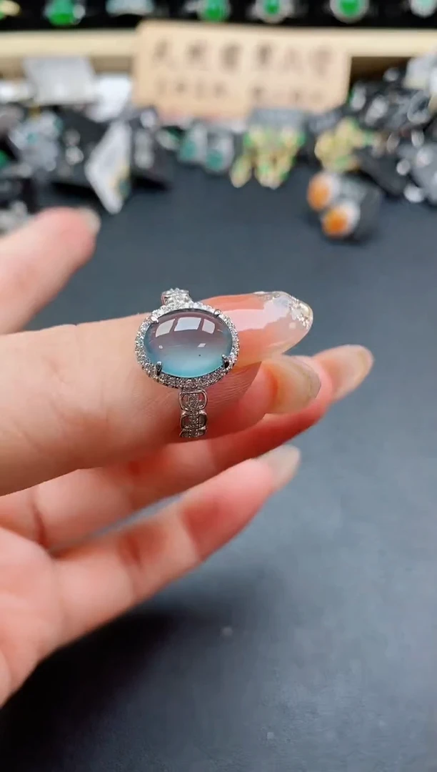 银S925镶嵌戒指翡翠1