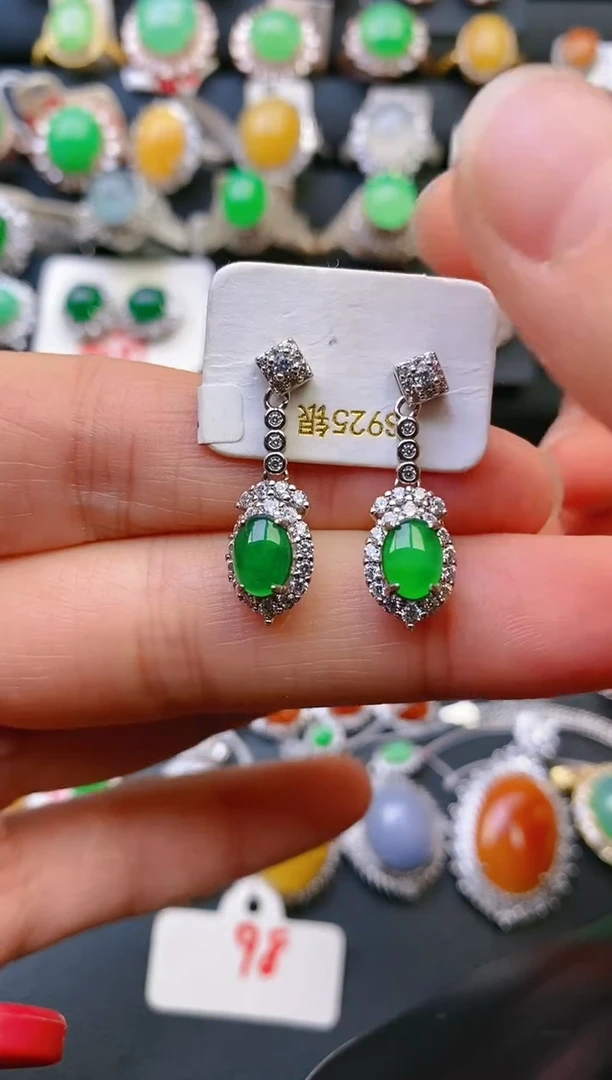 【闪购商品】翡翠戒指银S925镶嵌天然A货翡翠1