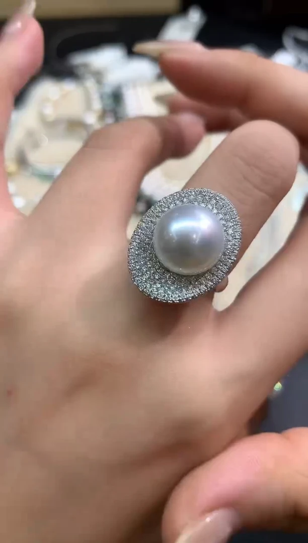 18K金镶嵌戒指海水珍珠E610|19800