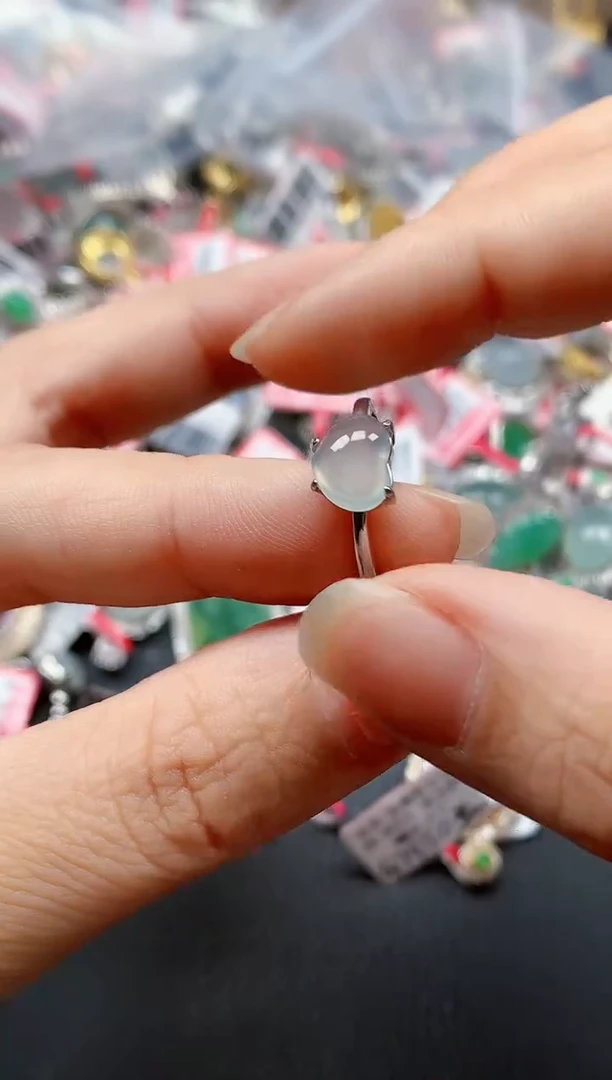 银S925镶嵌戒指翡翠天然A货缅甸翡翠