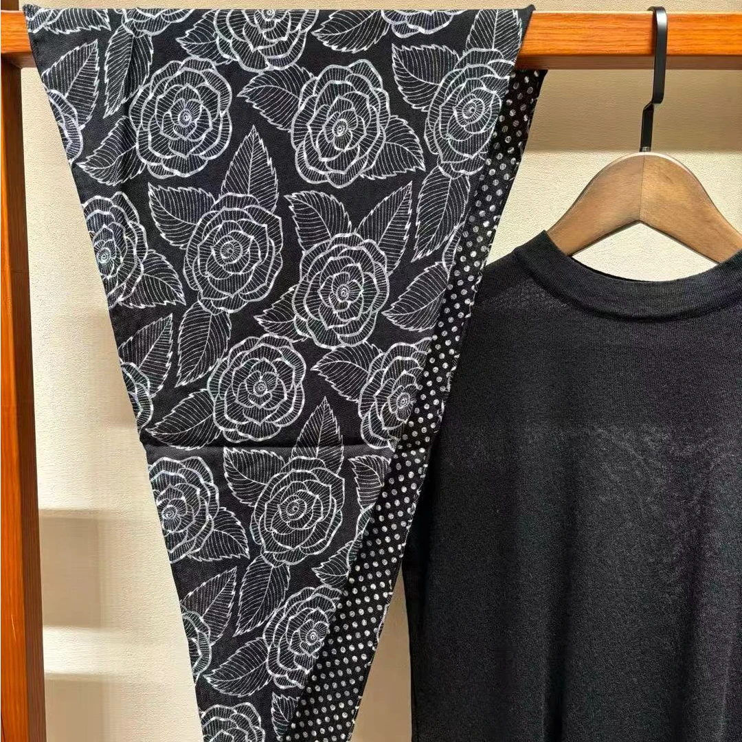 真丝羊毛波点山茶花130*40菱形巾丝巾围巾女款爆款2025新款G086