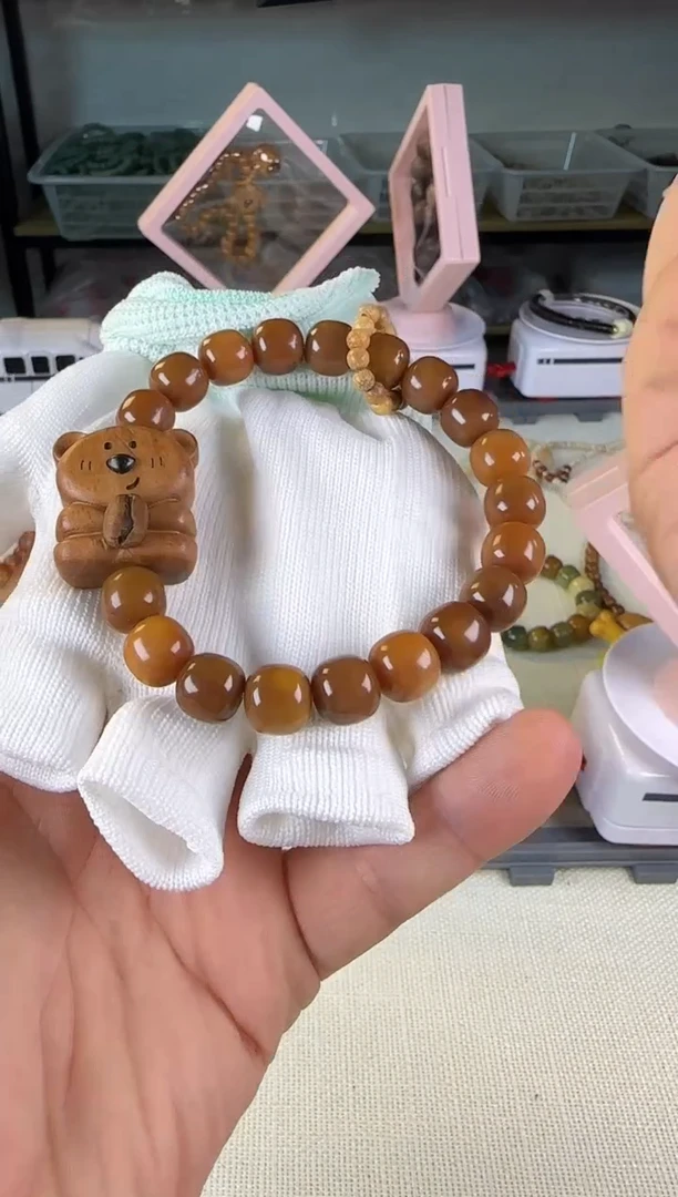 手串菩提根/象牙果03咖啡小熊