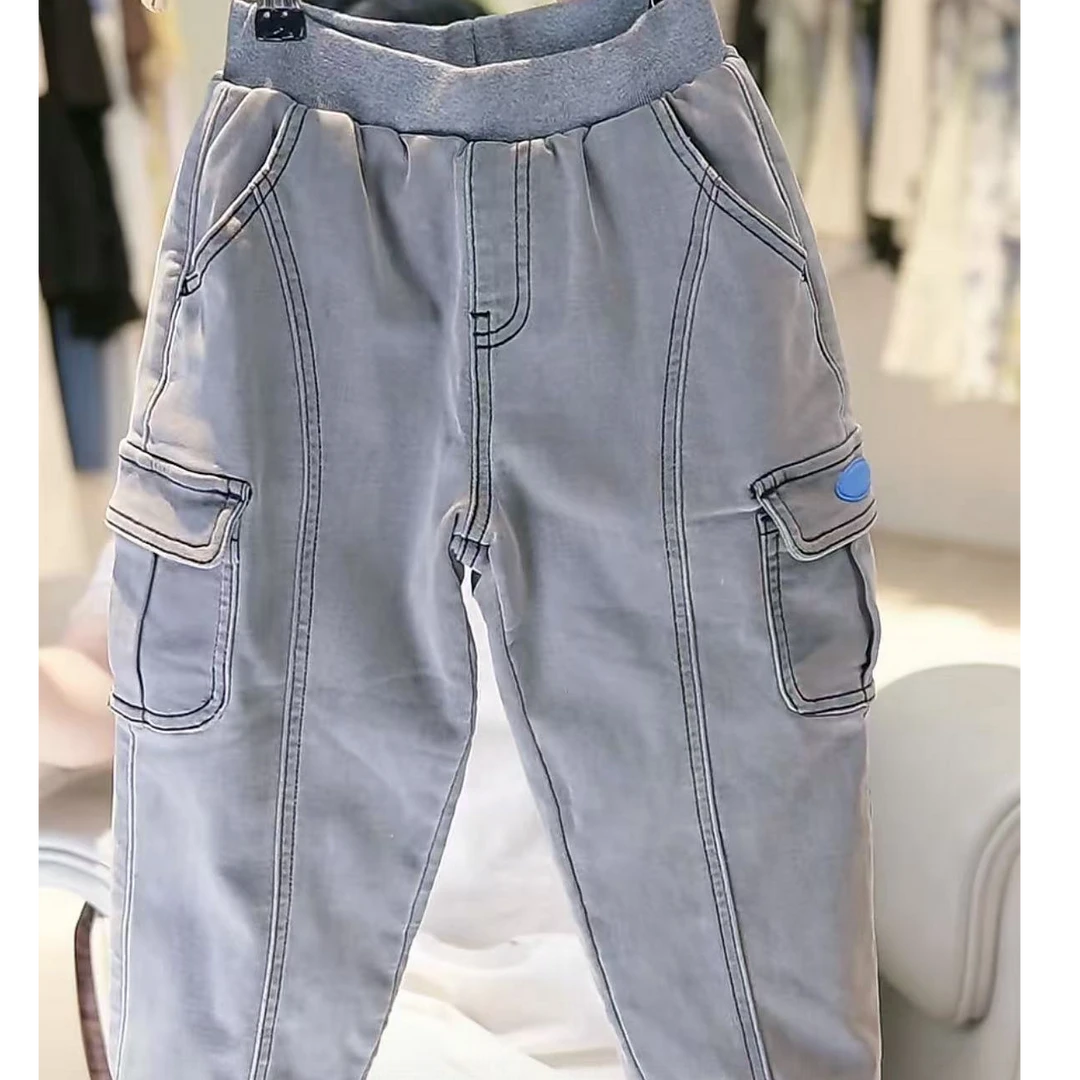 1999【T0763】工装风束脚口加绒牛仔长裤F3HAM4341