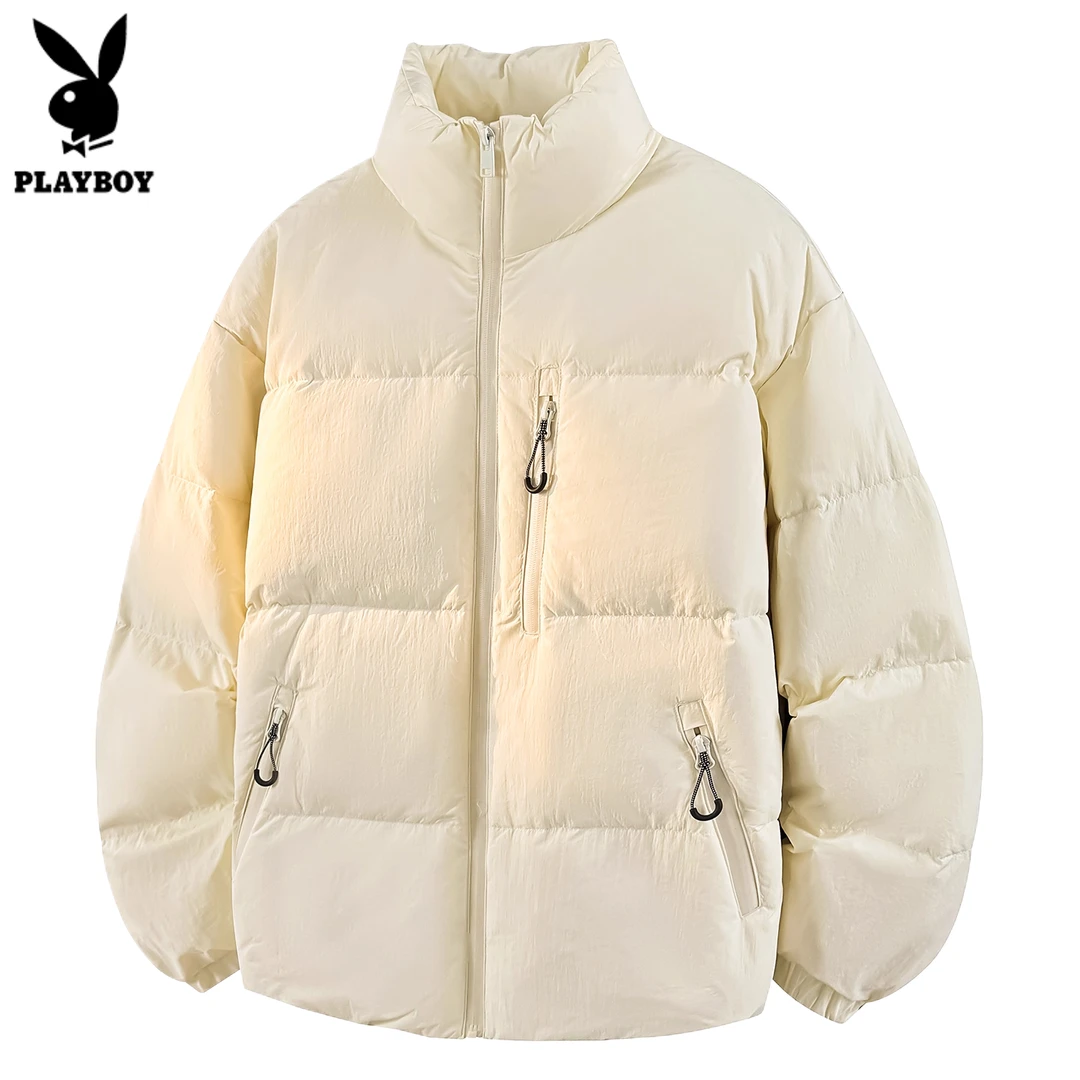花花公子男士羽绒服冬季新款保暖潮流休闲新款百搭宽松立领外套男